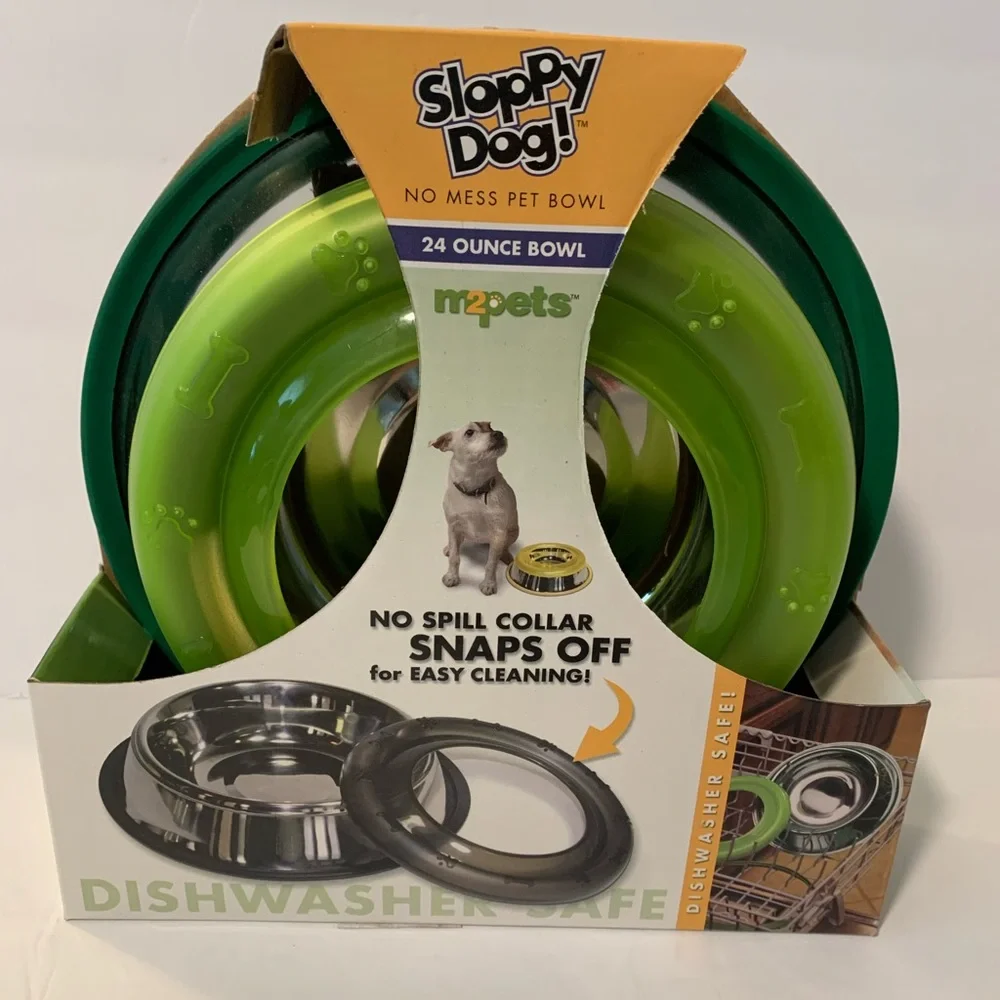 No Spill stainless steel Dog Bowl 24 oz New